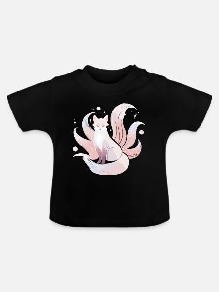 Neunschwänziger Fuchs - Sanfte Magie - Baby Bio-T-Shirt mit Rundhals - Schwarz