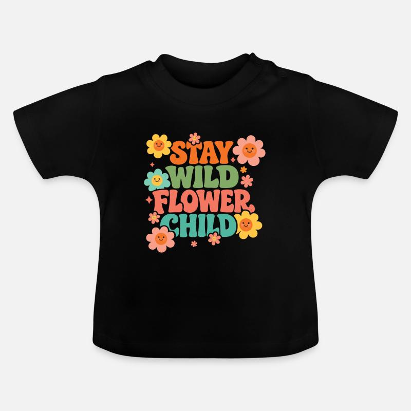 Reste l’enfant des fleurs sauvages - T-shirt bio col rond Bébé - noir