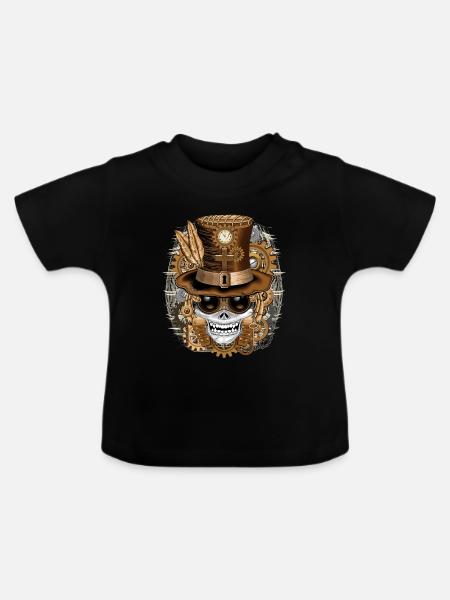 Skull Steampunk Voodoo - Baby Bio-T-Shirt mit Rundhals - Schwarz