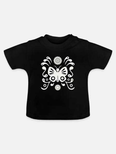 Boho Butterfly L White Cloud Dancer - Baby Bio-T-Shirt mit Rundhals - Schwarz