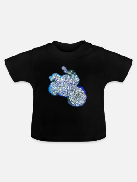 Zentangle-Motorrad - Baby Bio-T-Shirt mit Rundhals - Schwarz