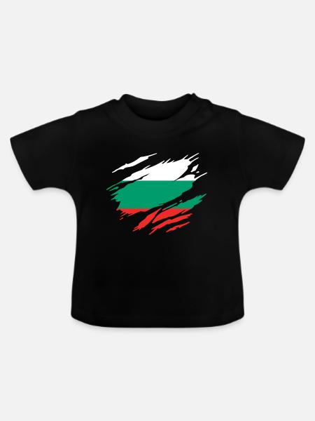 Bulgarische bulgarische Flagge - Baby Bio-T-Shirt mit Rundhals - Schwarz
