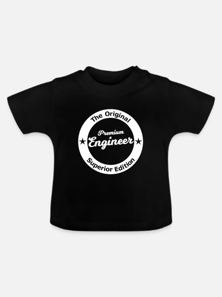 Premium Engineer Abzeichen - Baby Bio-T-Shirt mit Rundhals - Schwarz