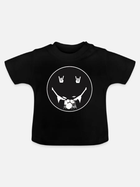 Rockige Schlagzeug Silhouette - Baby Bio-T-Shirt mit Rundhals - Schwarz