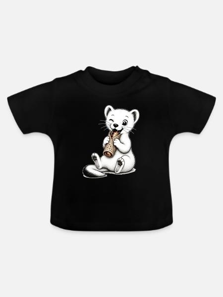 L-Hermelin-Wurstpatty - Baby Bio-T-Shirt mit Rundhals - Schwarz