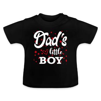 Le petit garçon de papa Les petits mots de bébé de papa - T-shirt bio col rond Bébé - noir - Devant