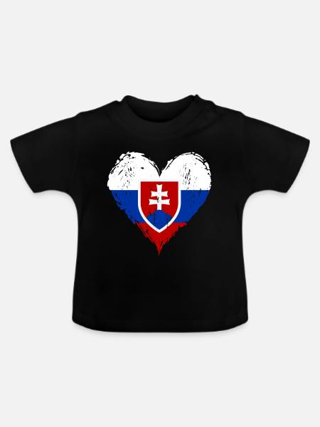 Slowakei Herzflagge Grunge - Baby Bio-T-Shirt mit Rundhals - Schwarz