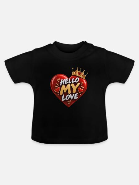 Hallo Meine Liebe Herzkrone - Baby Bio-T-Shirt mit Rundhals - Schwarz
