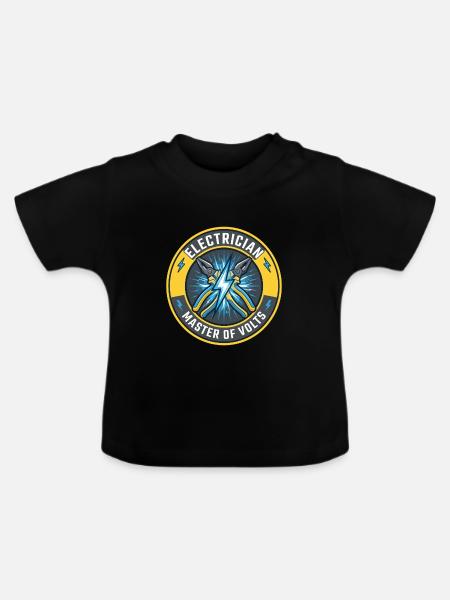 Elektriker Master Of Volts Blitzabzeichen-Geschenk - Baby Bio-T-Shirt mit Rundhals - Schwarz