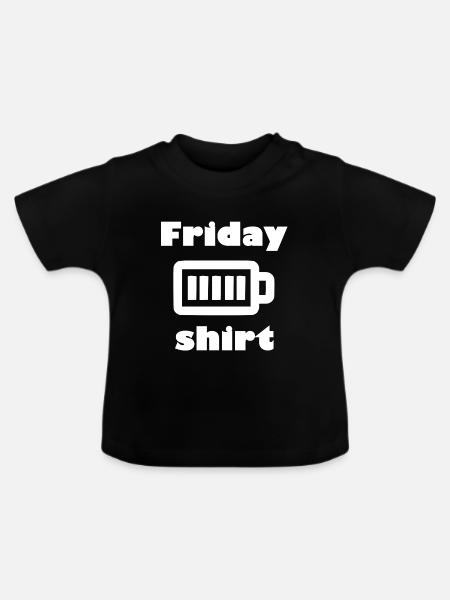 Friday Shirt Kaffeebecher Motiv - Baby Bio-T-Shirt mit Rundhals - Schwarz