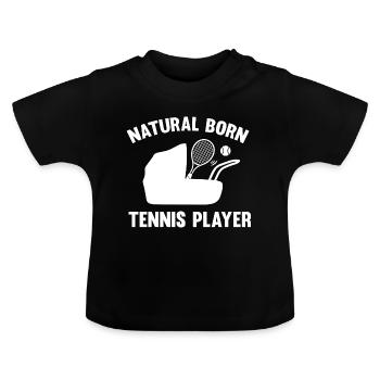 Joueur de tennis natural born - T-shirt bio col rond Bébé - noir - Devant