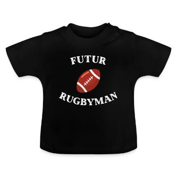 zukünftigen Rugbyman Geschenk Humor - Baby Bio-T-Shirt mit Rundhals - Schwarz - Vorne