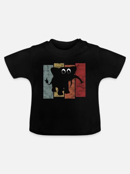 Elefanten Elefant für Kinder - Baby Bio-T-Shirt mit Rundhals - Schwarz