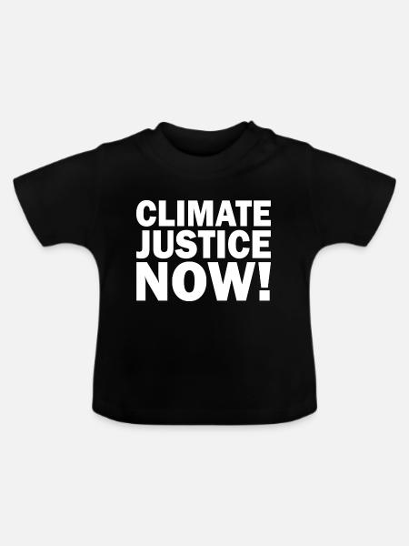 Climate justice now - Baby Bio-T-Shirt mit Rundhals - Schwarz