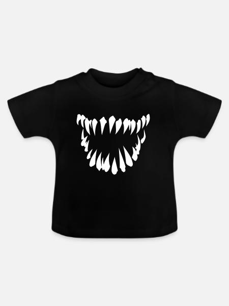 Monsterzähne - Baby Bio-T-Shirt mit Rundhals - Schwarz