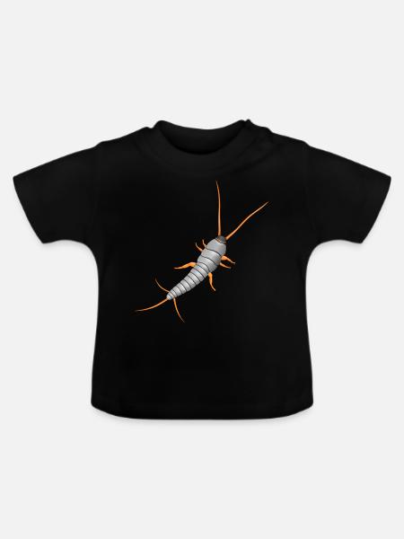 Silberfischchen, Lepisma saccharina, silverfish - Baby Bio-T-Shirt mit Rundhals - Schwarz