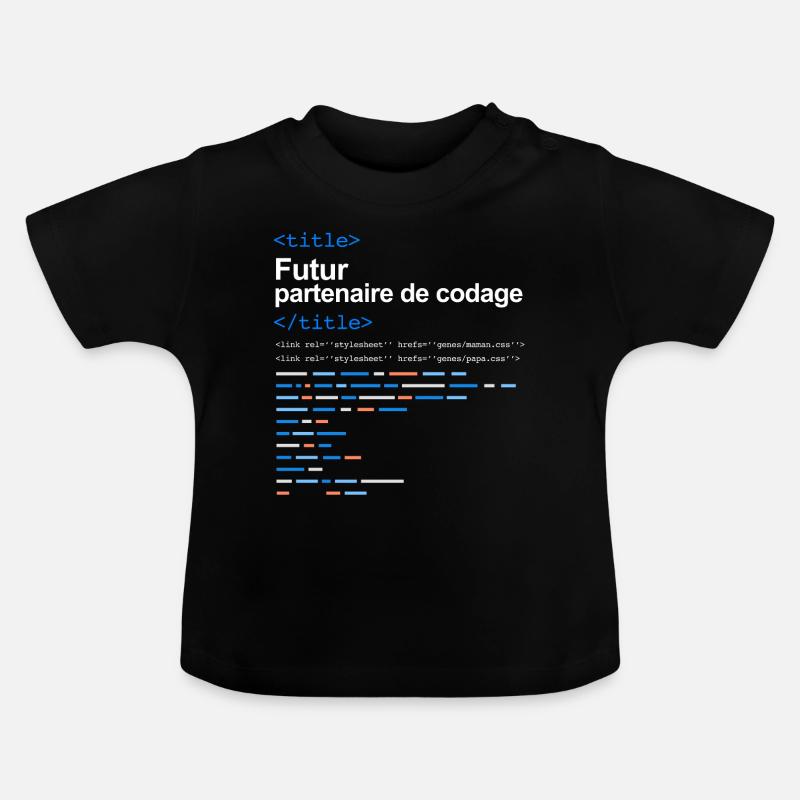 Bébé compagnon codage - T-shirt bio col rond Bébé - noir