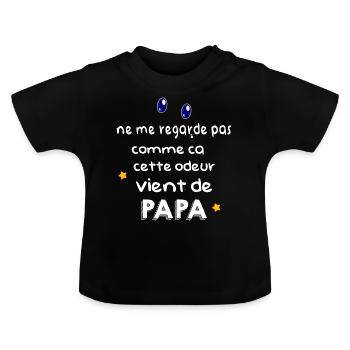 Ne Me Regarde Pas Comme ça Humour Pour Bébé - T-shirt bio col rond Bébé - noir - Devant