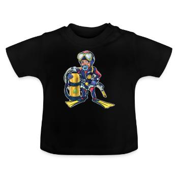 Petit bébé plongeur 2 - T-shirt bio col rond Bébé - noir - Devant