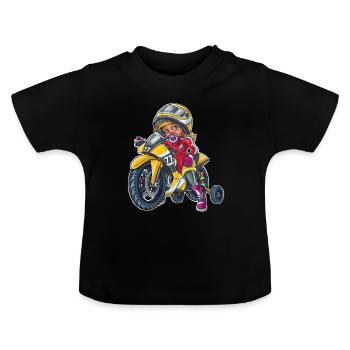 Petit bébé motard 1 - T-shirt bio col rond Bébé - noir - Devant