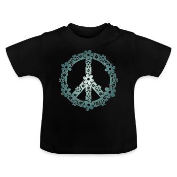 Frieden, Friedenszeichen, Peacezeichen, Freiheit - Baby Bio-T-Shirt mit Rundhals - Schwarz - Vorne