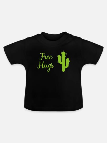 free hugs - Baby Bio-T-Shirt mit Rundhals - Schwarz
