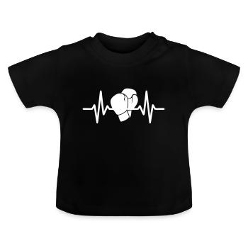 Herzschlag-Boxen - Baby Bio-T-Shirt mit Rundhals - Schwarz - Vorne