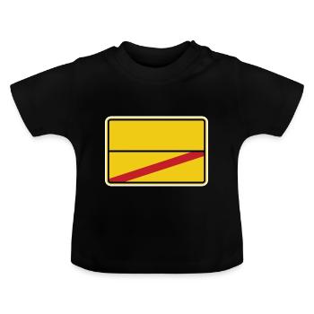 Ortsschild für Deinen Text - Baby Bio-T-Shirt mit Rundhals - Schwarz - Vorne