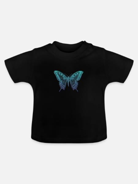 Papillon bleu machaon - T-shirt bio col rond Bébé - noir