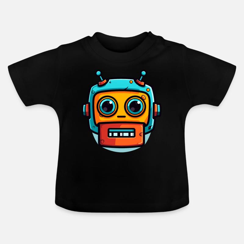 Robot d’Halloween mignon - T-shirt bio col rond Bébé - noir