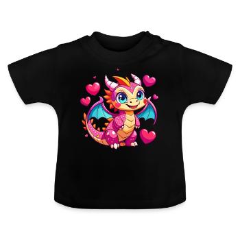 Dragon coloré - T-shirt bio col rond Bébé - noir - Devant