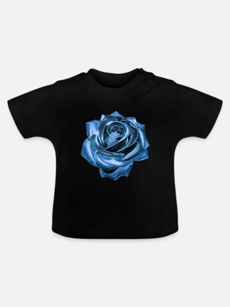Rose, blau, Metall,,metallisch - Baby Bio-T-Shirt mit Rundhals - Schwarz