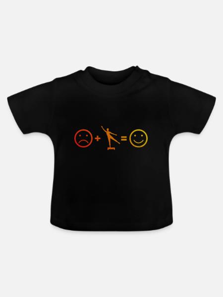 Körpergymnastik Fitnesstraining Aerobic - Baby Bio-T-Shirt mit Rundhals - Schwarz