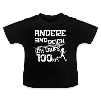 Ultramarathon 100 Kilometer Ultralaufen Geschenk - Baby Bio-T-Shirt mit Rundhals - Schwarz - Vorne