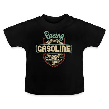 Essence de course - T-shirt bio col rond Bébé - noir - Devant