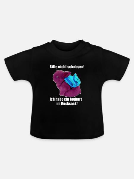 Joghurt im Rucksack - Baby Bio-T-Shirt mit Rundhals - Schwarz