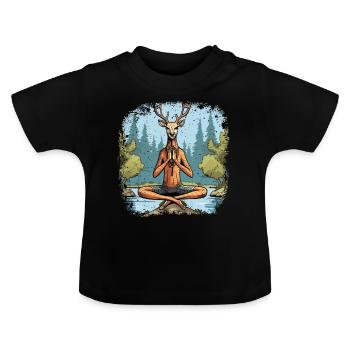 Hirsch Yogi - Baby Bio-T-Shirt mit Rundhals - Schwarz - Vorne
