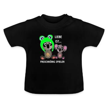 Grenouille et koala amour - l’amour est Saint Valentin - T-shirt bio col rond Bébé - noir - Devant