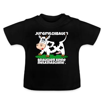 Jungbauer Baby Strampler - Milchbauer Baby - Baby Bio-T-Shirt mit Rundhals - Schwarz - Vorne