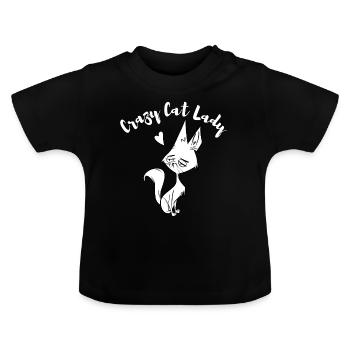 Crazy Cat Lady - Baby Organic T-Shirt with Round Neck - black - Front