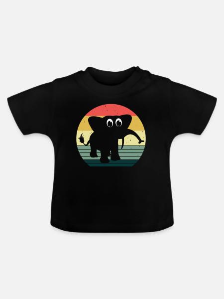 Elefanten Elefant für Kinder - Baby Bio-T-Shirt mit Rundhals - Schwarz