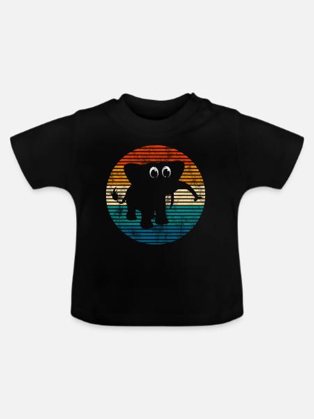 Elefanten Elefant für Kinder - Baby Bio-T-Shirt mit Rundhals - Schwarz