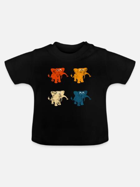 Elefanten Elefant für Kinder - Baby Bio-T-Shirt mit Rundhals - Schwarz