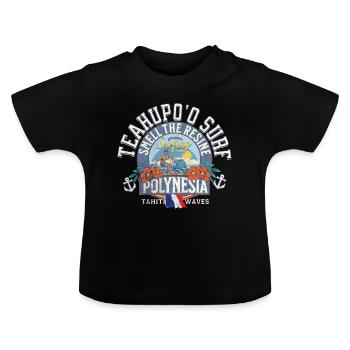 Teahupoo Surf Polynesien - Baby Bio-T-Shirt mit Rundhals - Schwarz - Vorne