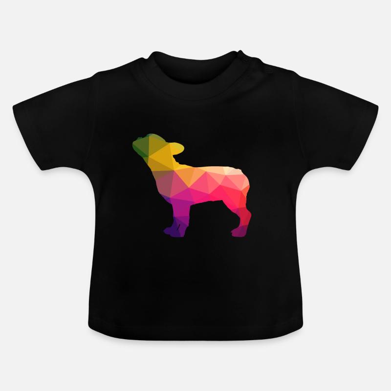 Frenchie bouledogue français arc-en-ciel coloré - T-shirt bio col rond Bébé - noir