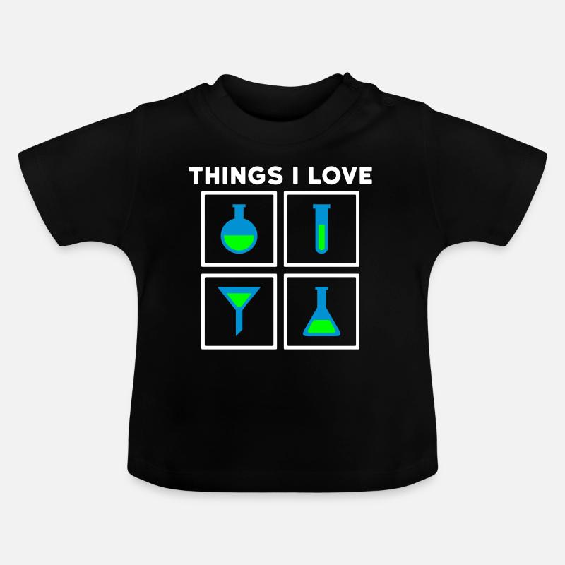 Choses que j’aime (flacon, éprouvette, entonnoir) - T-shirt bio col rond Bébé - noir