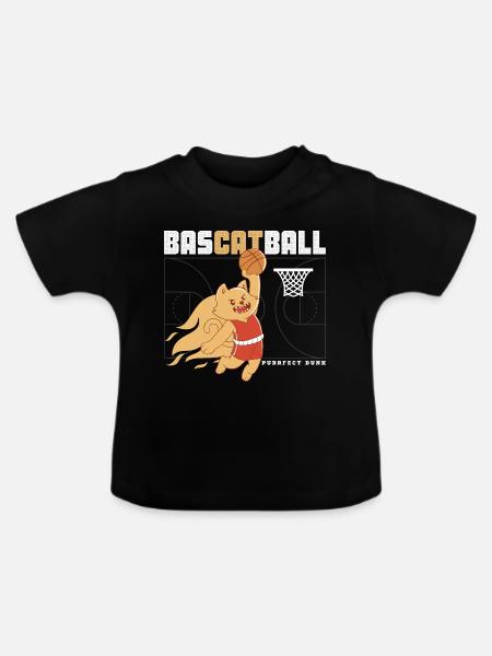 BasCatball Purrfect Dunk - Baby Bio-T-Shirt mit Rundhals - Schwarz