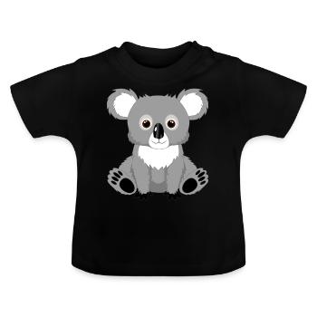 Cute koala - Baby Organic T-Shirt with Round Neck - black - Front