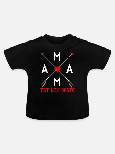 Mama ist die Beste - Baby Bio-T-Shirt mit Rundhals - Schwarz