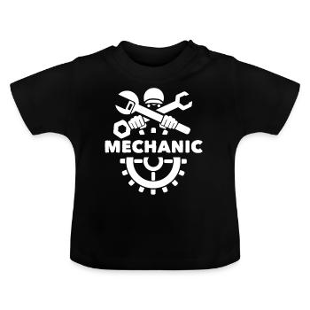 Mechanic mechanical engineering - Baby Organic T-Shirt with Round Neck - black - Front